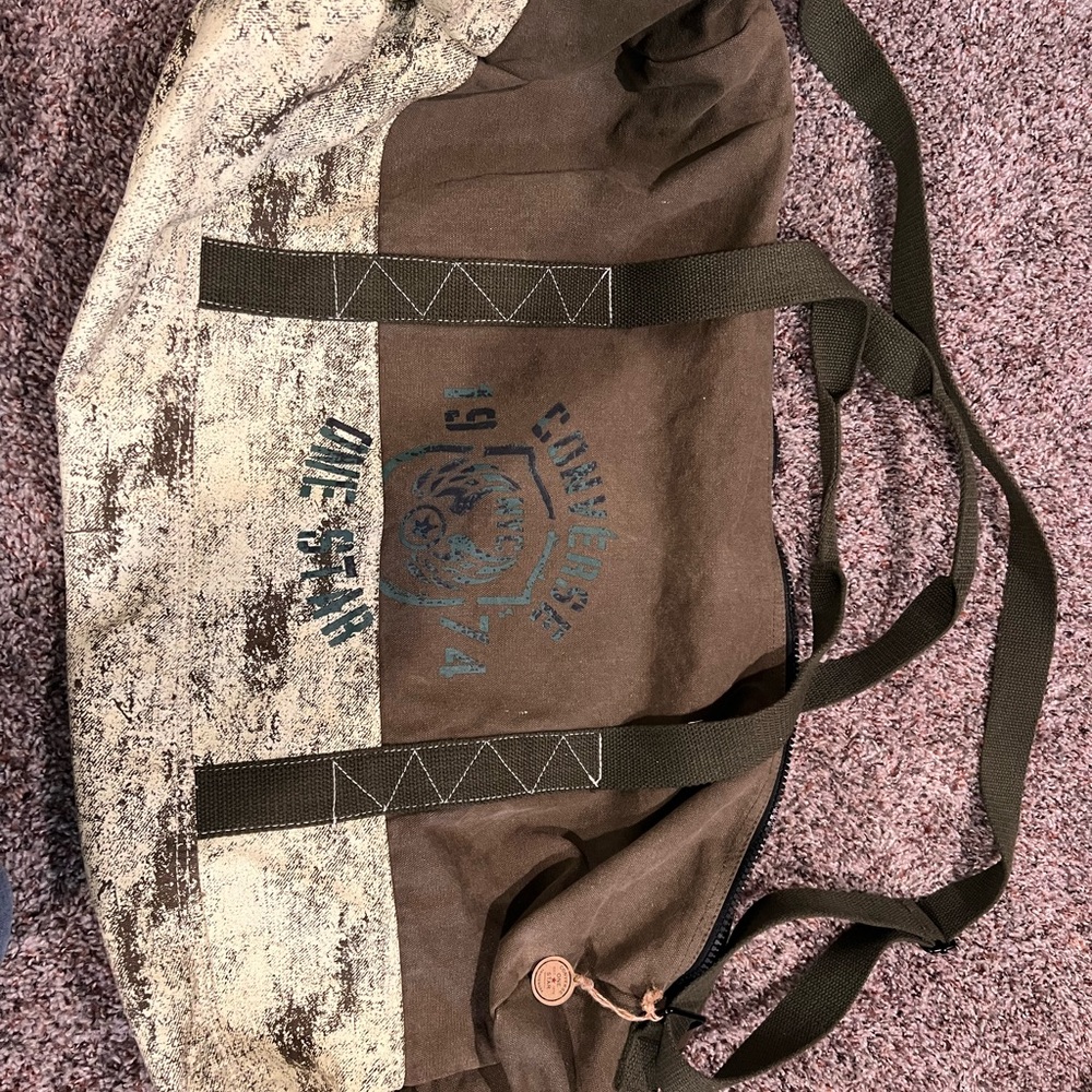 Authentic Vintage 1974 Converse One Star Gym Duffle Bag Olive Green